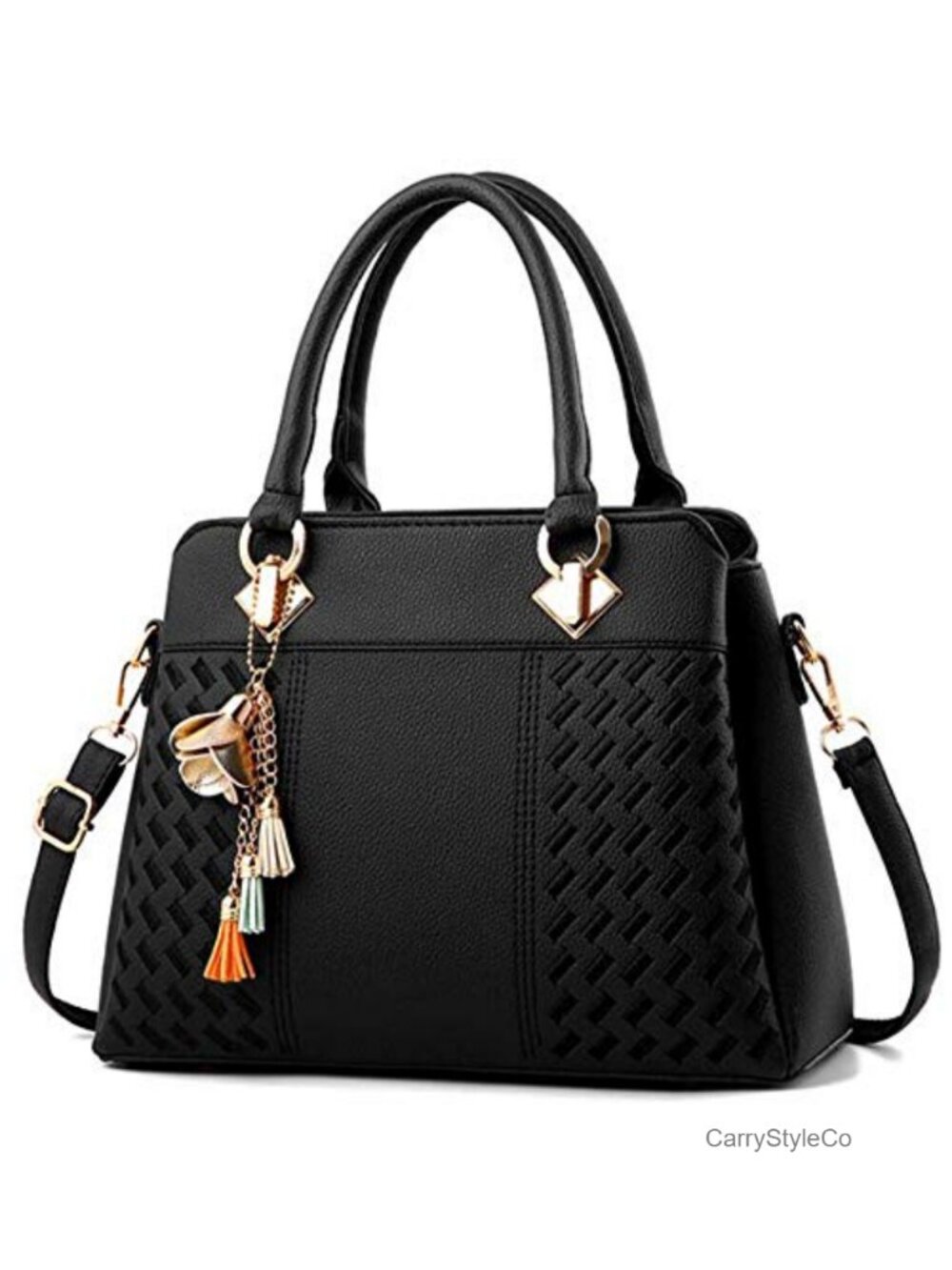 Top-Handle Handbag Soft PU Leather Satchel Crossbody Shoulder Bag with Tassel